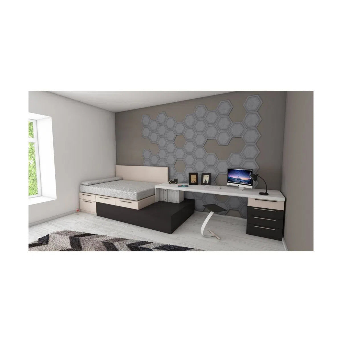 HEXA BOLD Felt Panel - GREY - DecorMania.eu